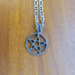 Vintage Pentacle and Chain Necklace 925 Silver Italy